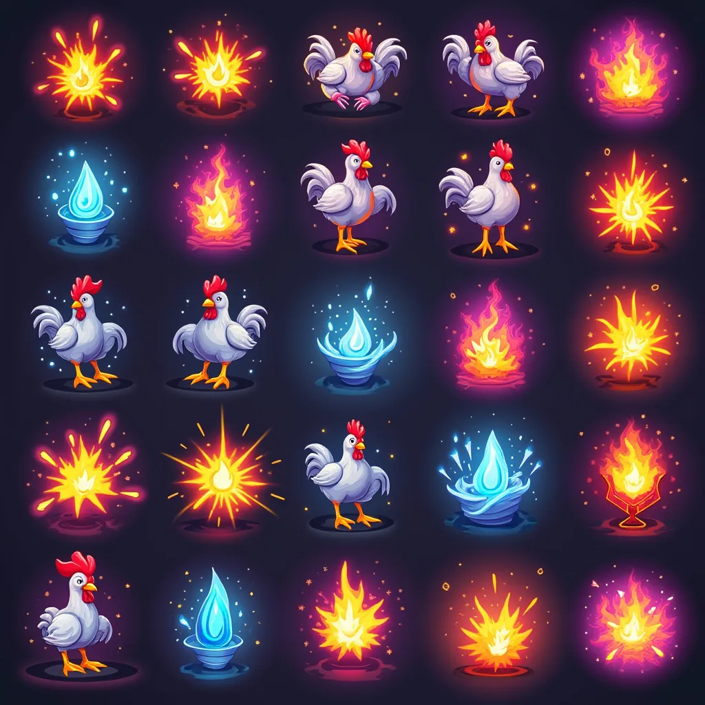 Glowing power-up icons for a game