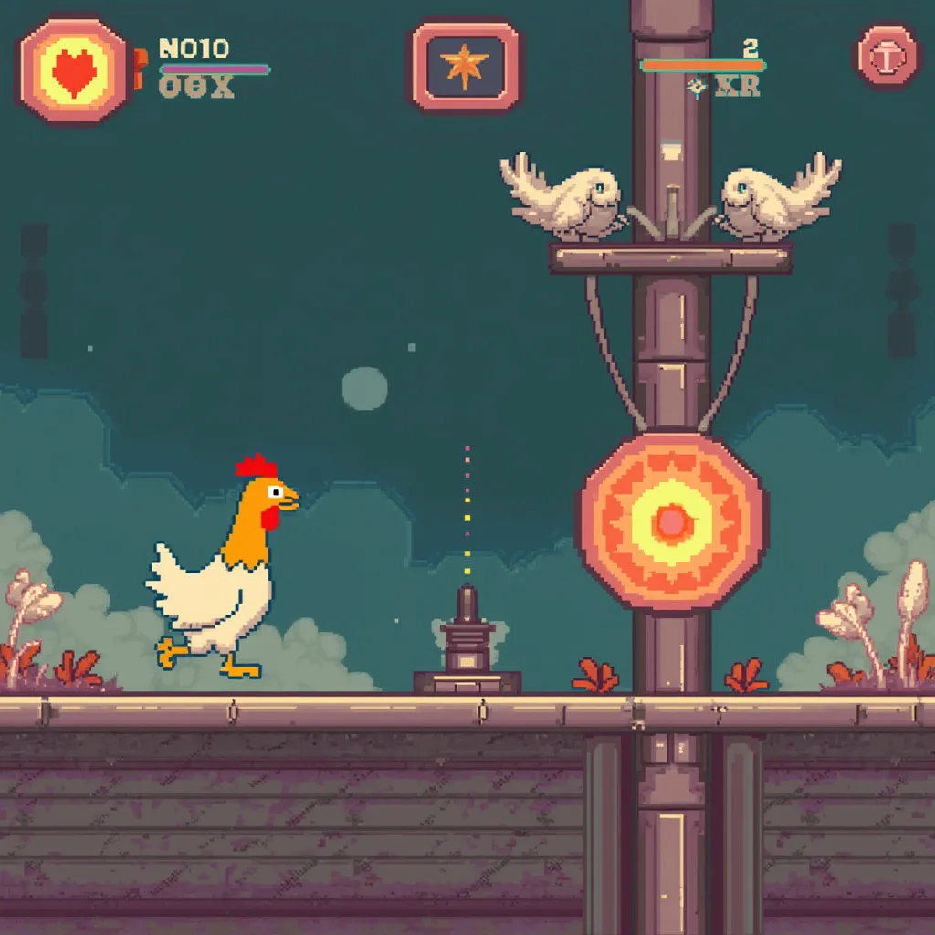 Chicken Cannon gameplay screenshot showing a chicken in mid-air